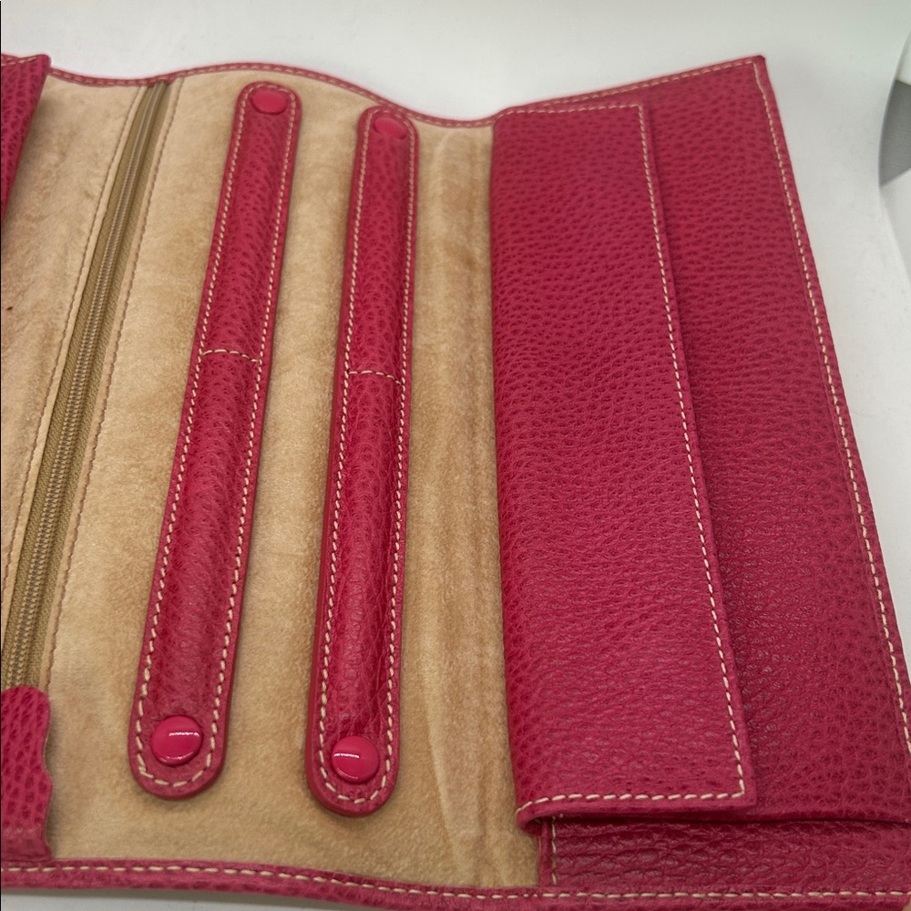 Gigliodoro Vintage Fuchsia Pink Pebbled Leather Bifold Wallet Clutch Purse 👛👛 - Picture 7 of 10